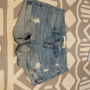 Low rise, light denim short shorts